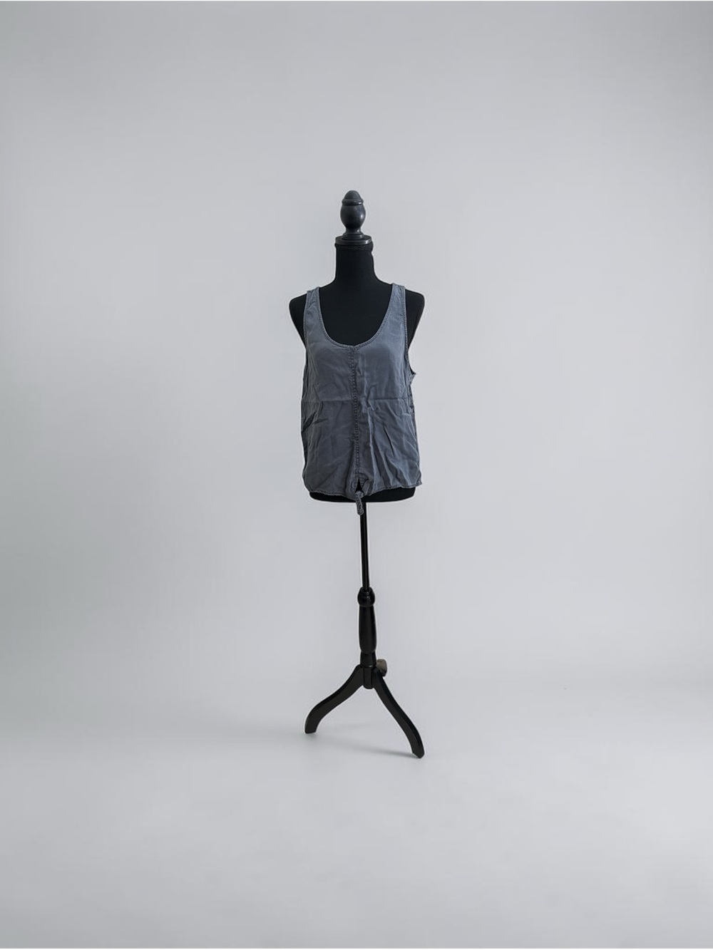 Prana Steel Gray-Blue Tencel Scoop Neck Tie Hem Tank Top sz M